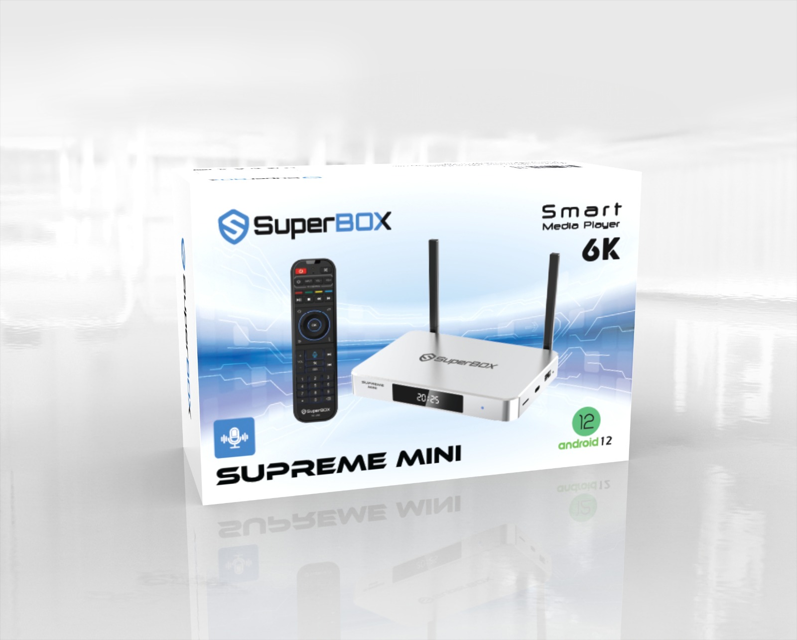 SuperBox Supreme Mini retail package with media player and remote